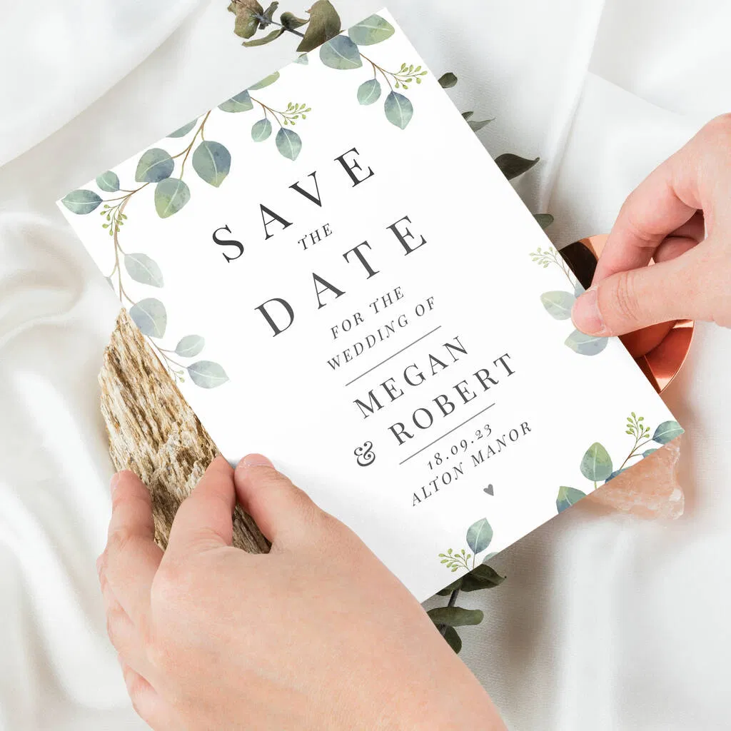 36 Personalised Botanical Wedding 'Save The Date' Cards - main product image