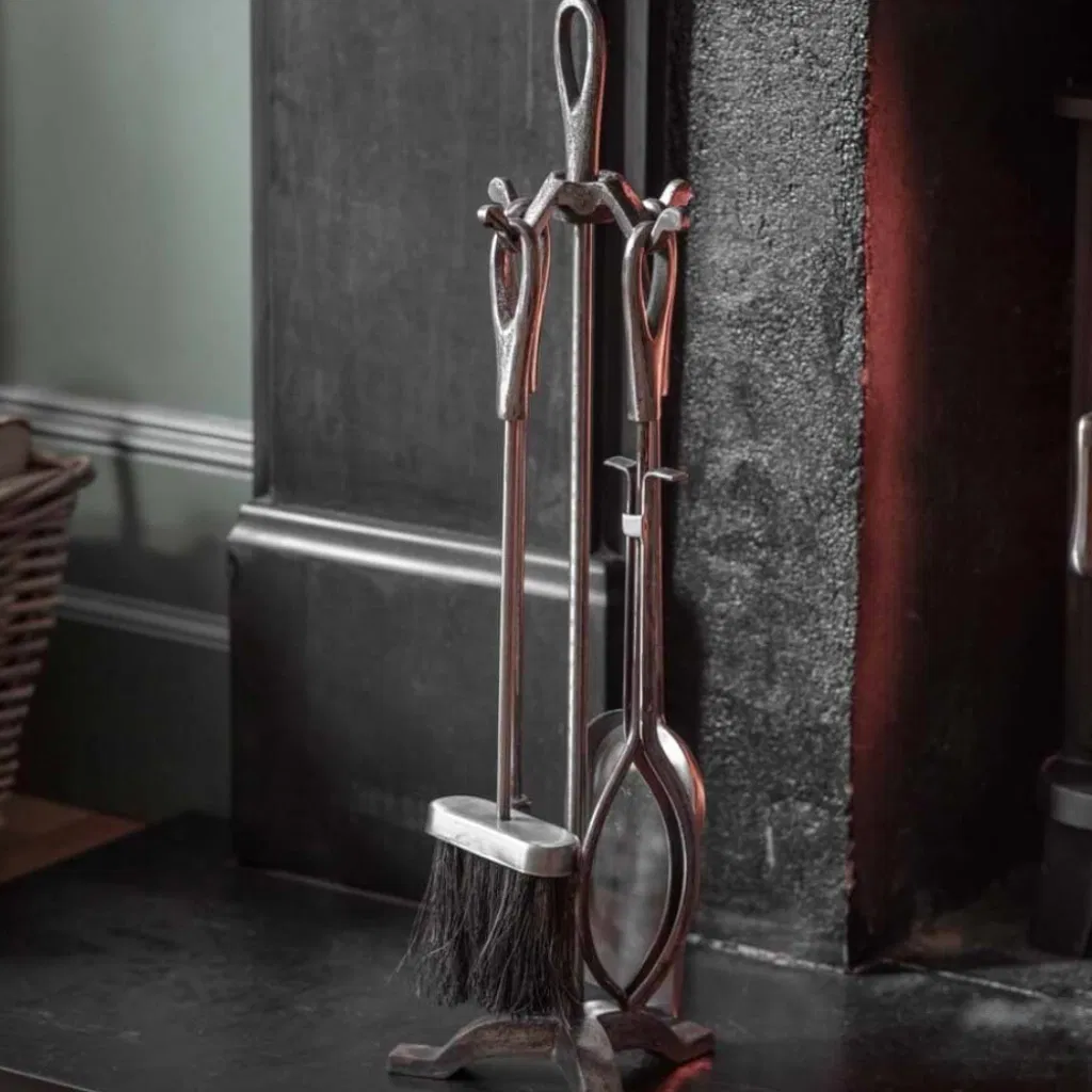 Antique Pewter Large Fireside Tool Set - main product image