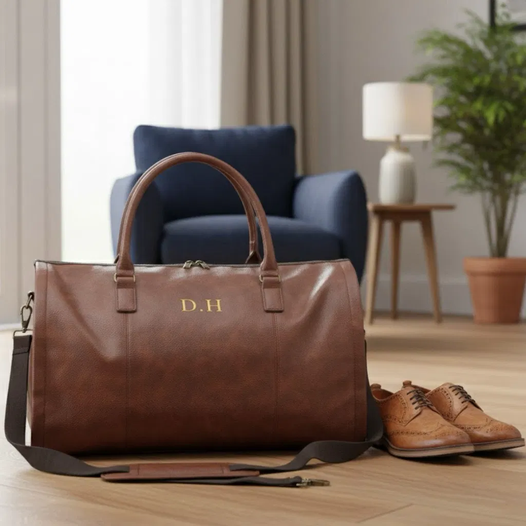 Monogrammed Leather Business Garment Bag - main product image