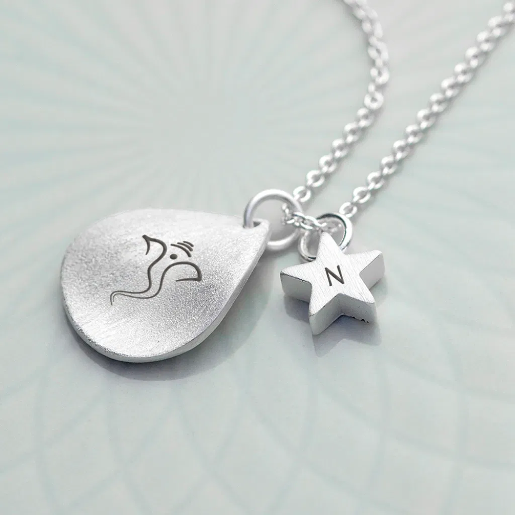 Personalised Diwali Petal Ganesh Silver Necklace - main product image