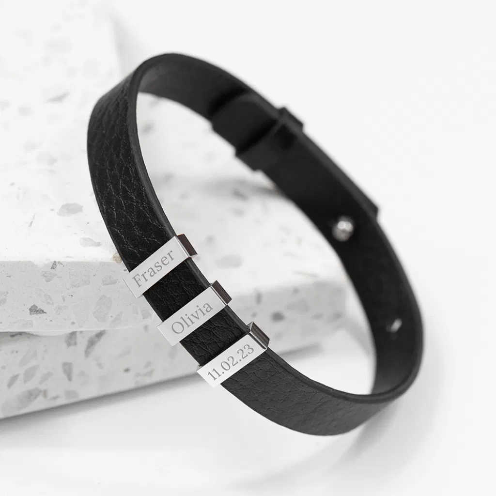 Personalised Men's Tag Leather Bracelet - main product image