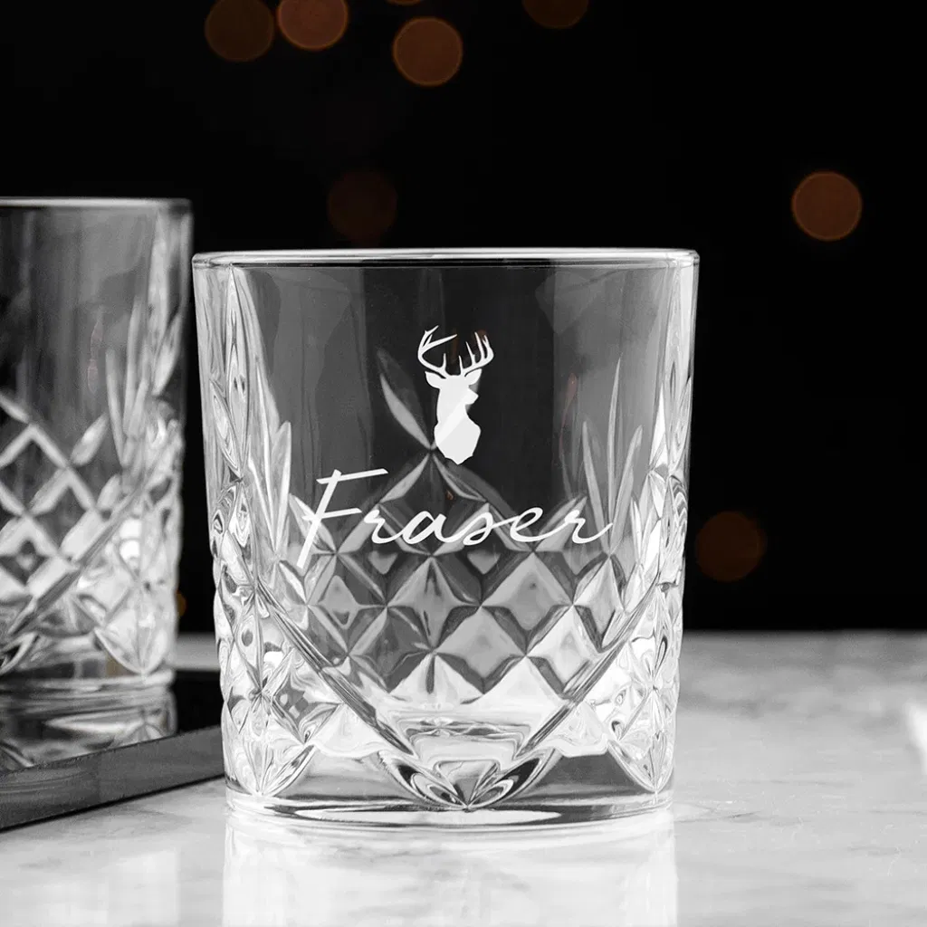 Personalised Stag Crystal Glass Whisky Tumbler - main product image