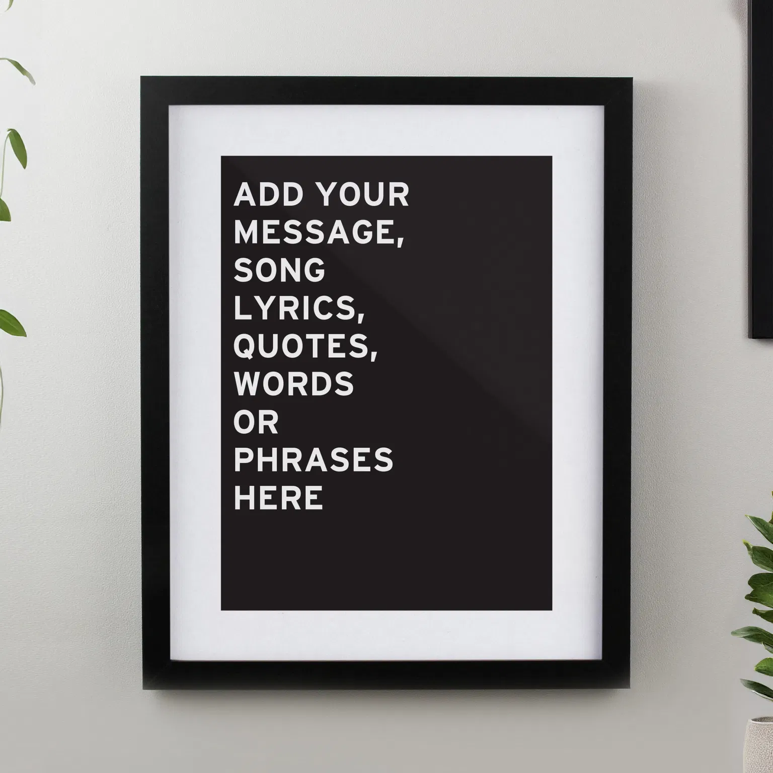 Personalised Typography Black Poster Frame - alternative angle