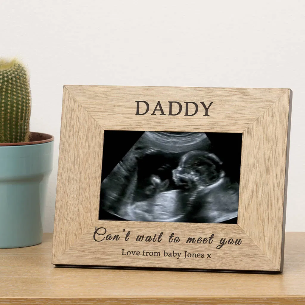 'Can't Wait To Meet You' Baby Scan Wood Picture Frame - main product image