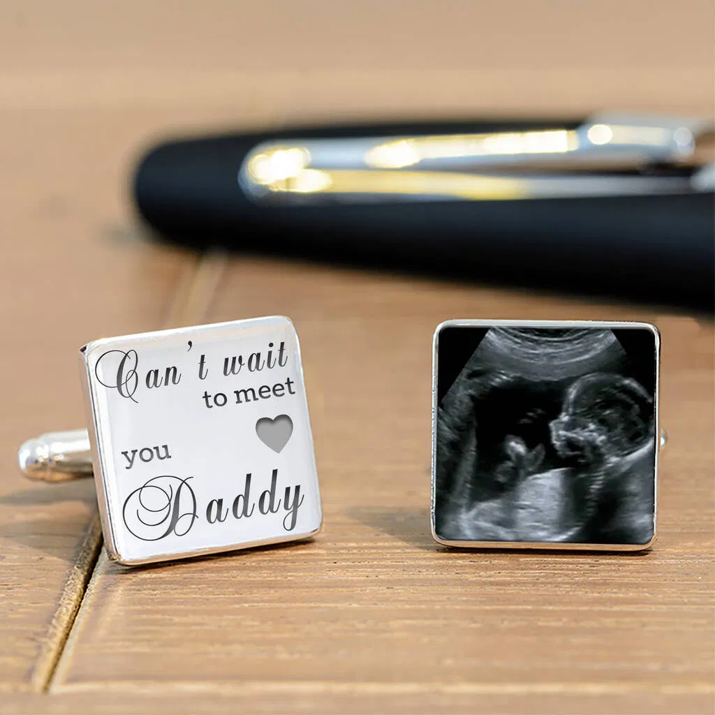 'Can't Wait To Meet You Daddy' Baby Scan Cufflinks - main product image