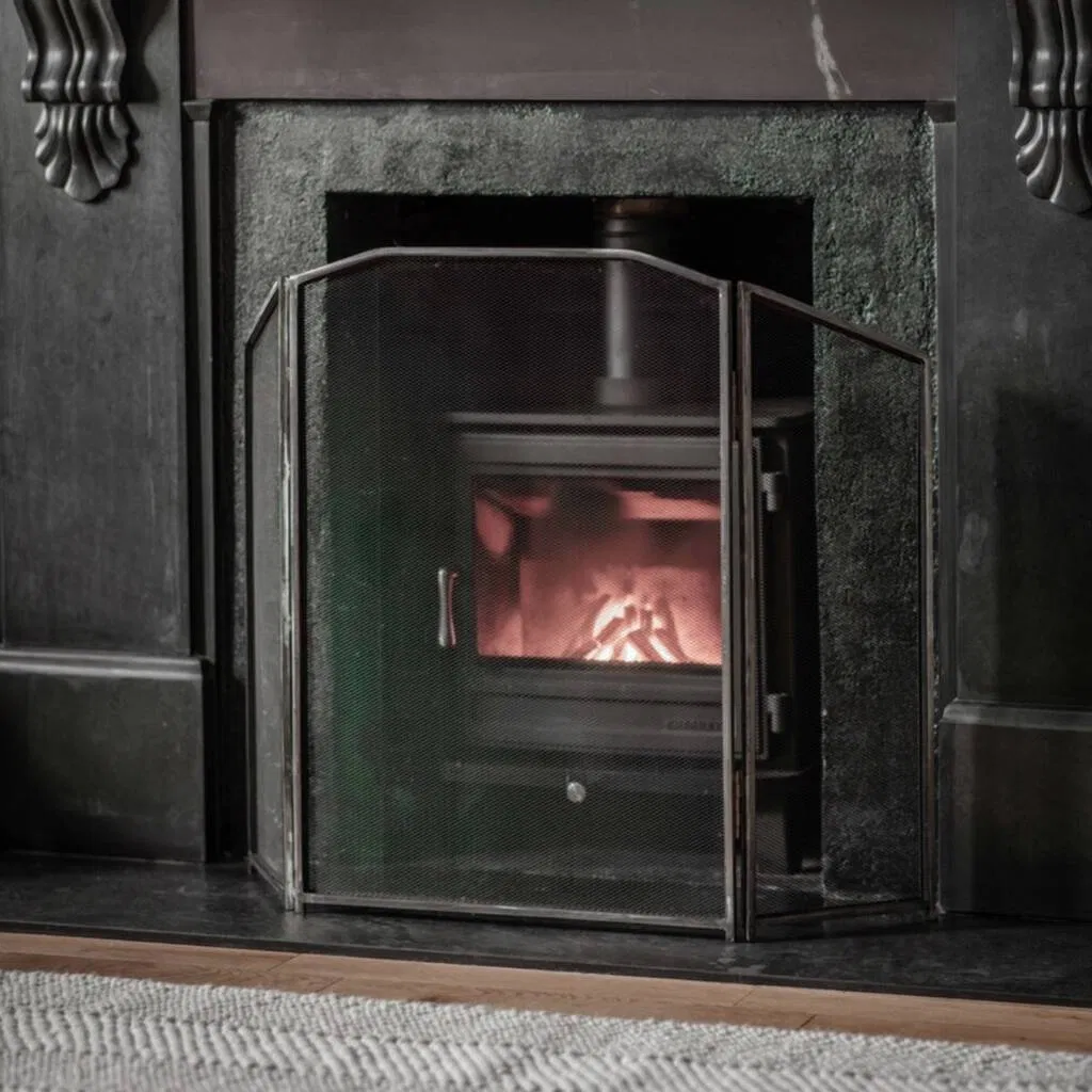 Folding Antique Pewter Firescreen - main product image