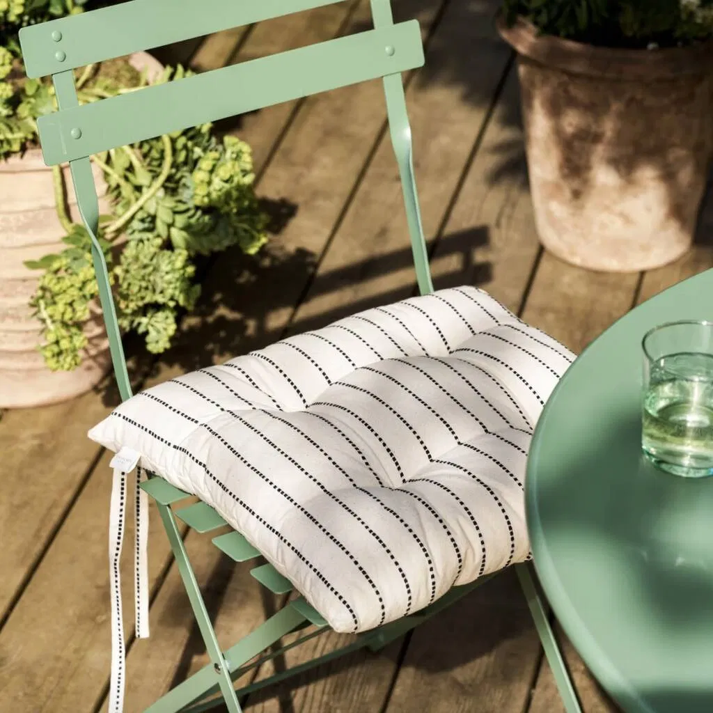 Grey And White Striped Seat Pad Cushion - main product image