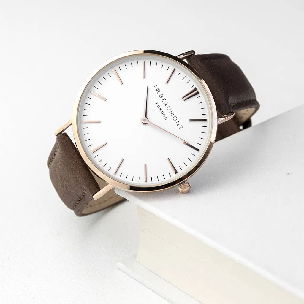 Men's Modern Vintage Personalised Leather Watch - main product image
