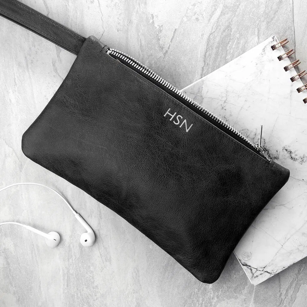 Monogrammed Leather Clutch Bag - main product image