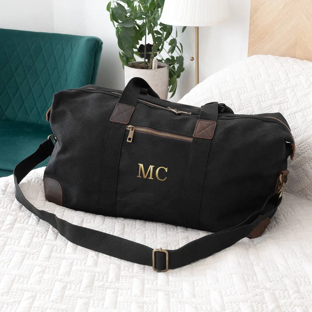 Monogrammed Luxury Waxed Canvas Holdall - main product image