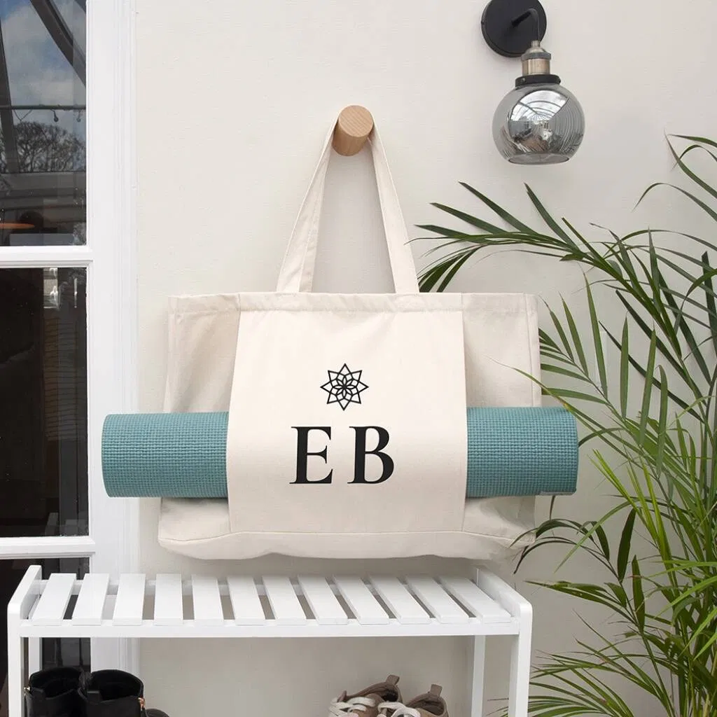 Monogrammed Organic Yoga Tote Bag - main product image