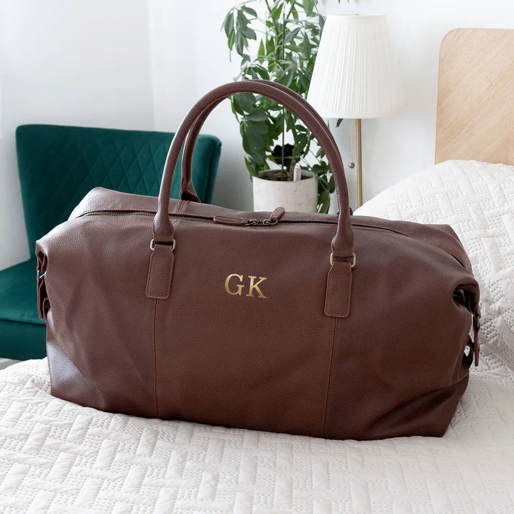 Monogrammed Vegan Leather Weekender Holdall - main product image