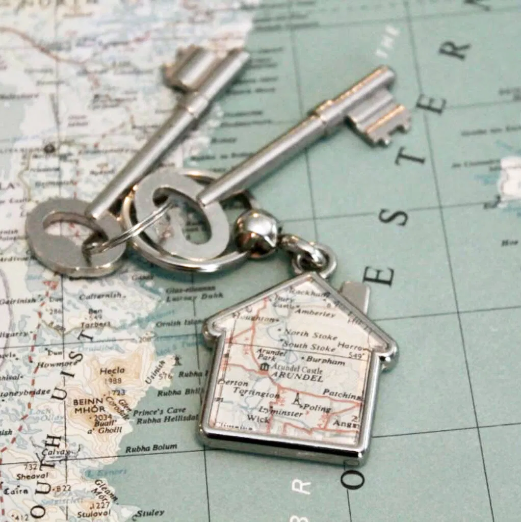 New Home Personalised Map Keyring - main product image