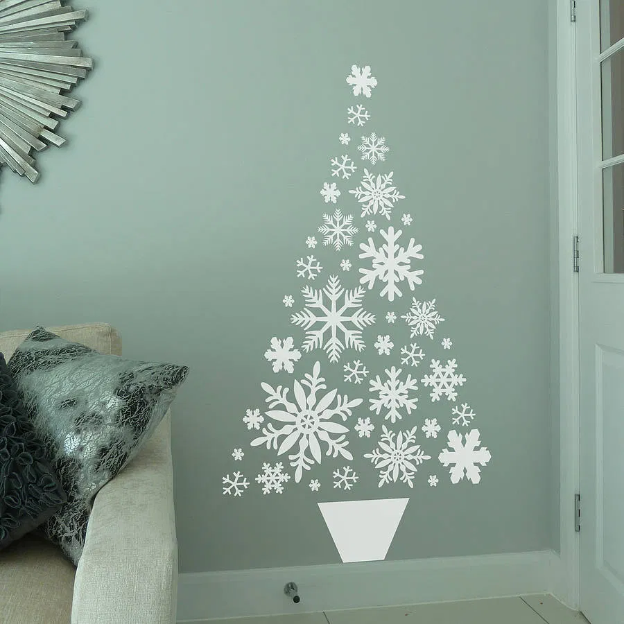 Snowflake Christmas Tree Wall Sticker - main product image