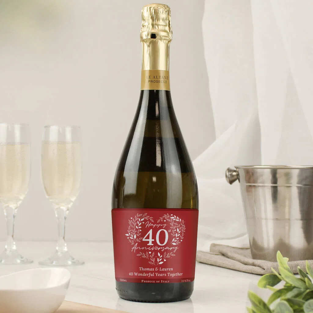 Personalised 40th Ruby Wedding Anniversary Prosecco - main product image