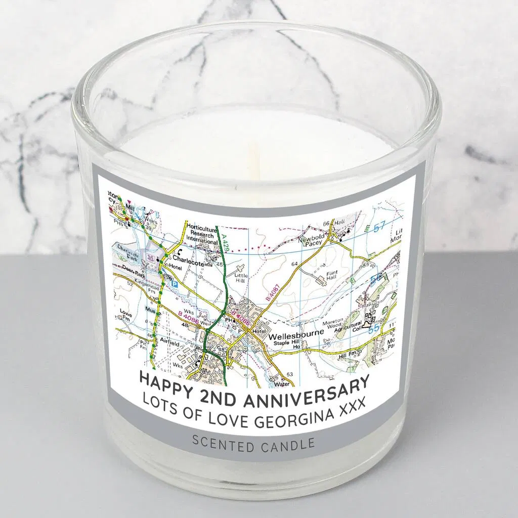 Personalised Anniversary Map Candle - main product image