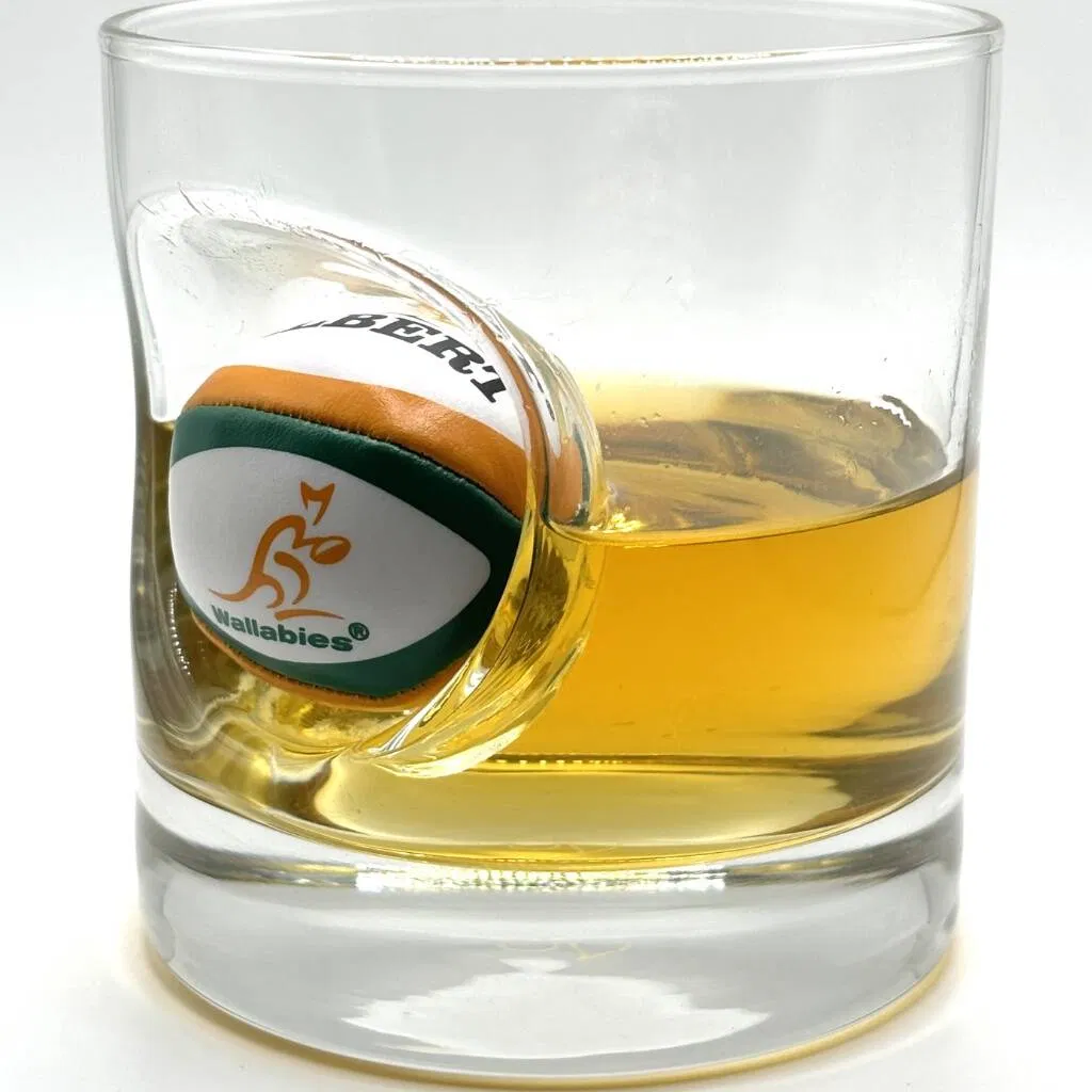 Personalised Australian Rugby Ball Whisky Glass - Main Image