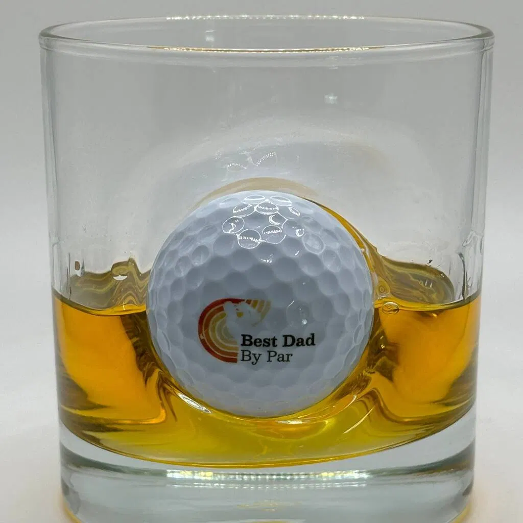 Personalised 'Best Dad By Par' Golf Ball Whisky Glass - main product image