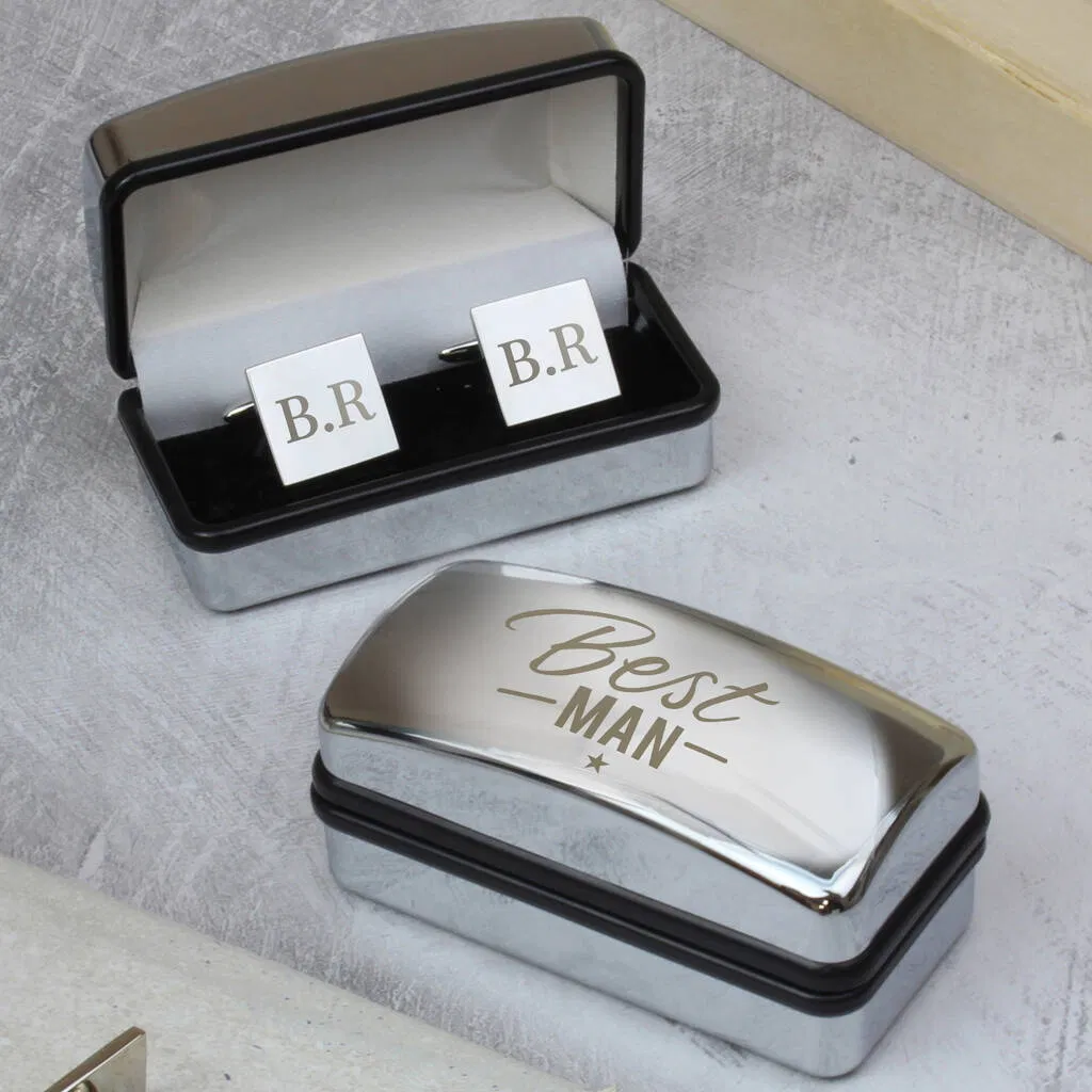 Personalised Best Man Wedding Cufflinks And Box Set - main product image