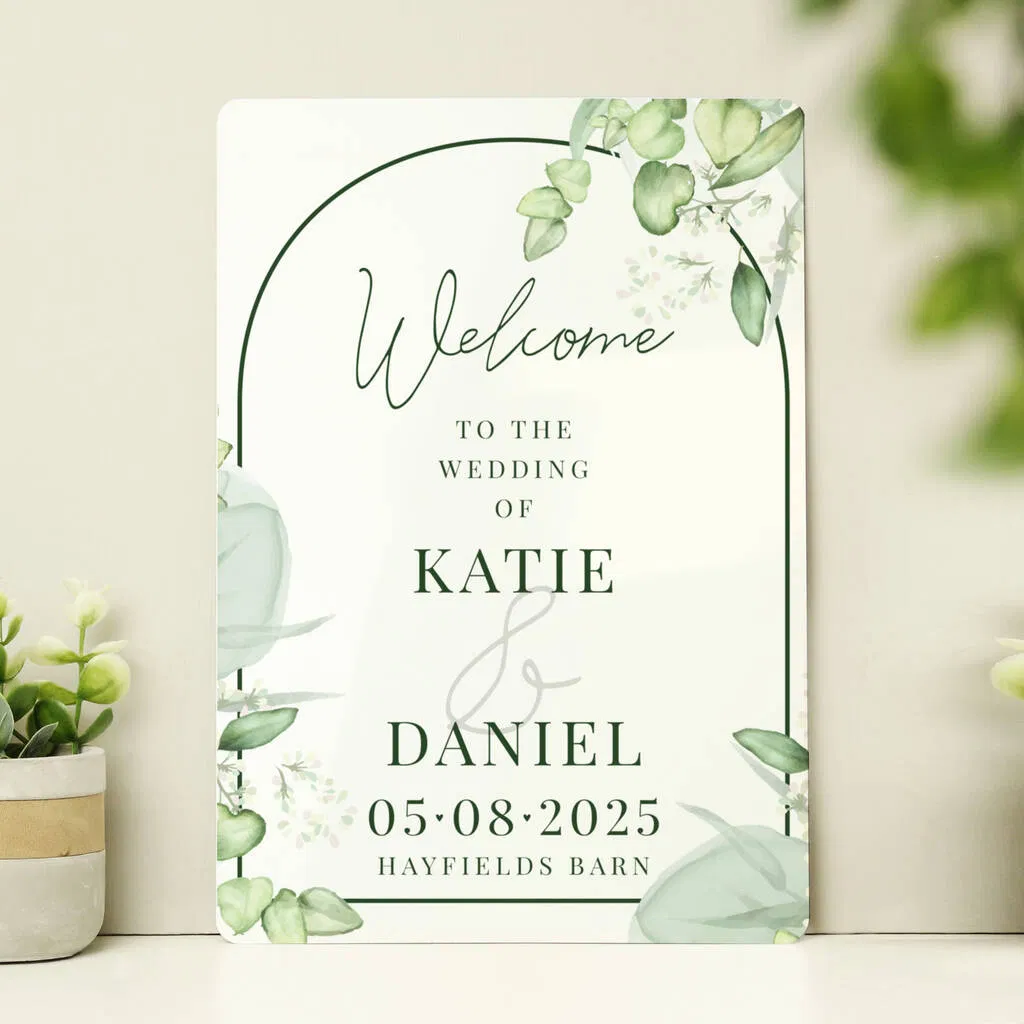 Personalised Botanical Wedding Sign - main product image