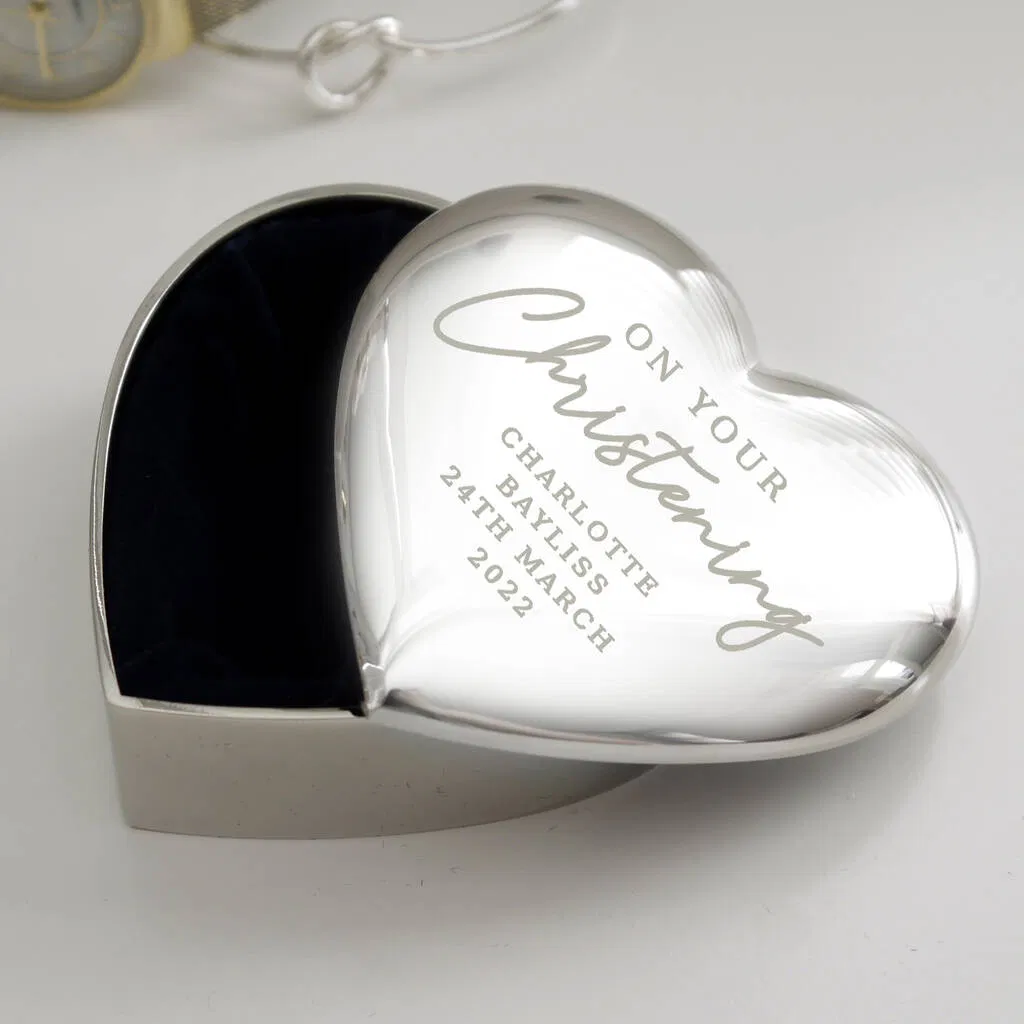 Personalised Christening Heart Trinket Box - main product image