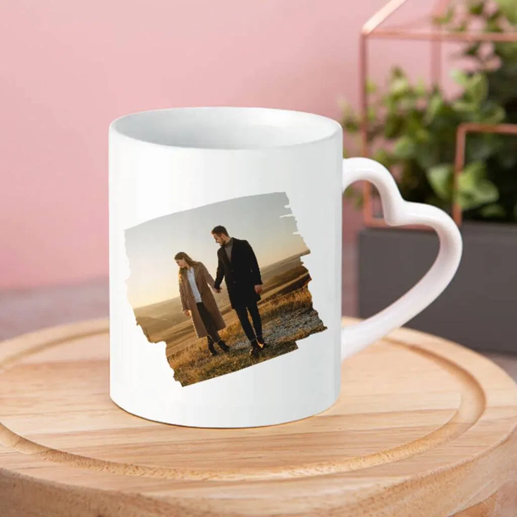 Personalised Couple's Photo Heart Handle Mug - main product image