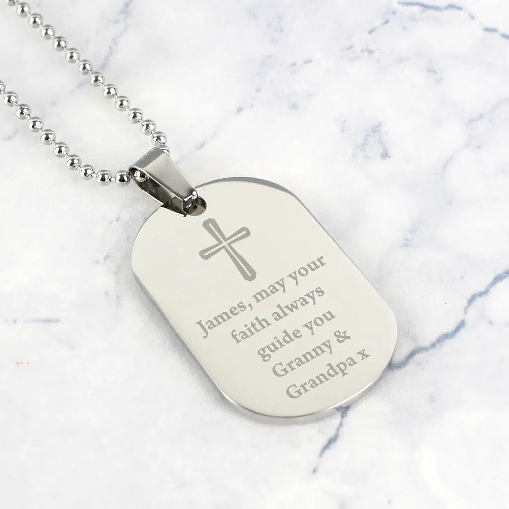 Personalised Cross Dog Tag Necklace - main product image