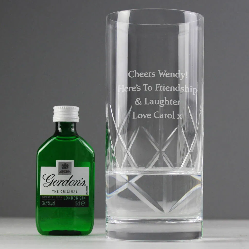 Personalised Cut Crystal Glass And Gin Gift Set - main product image