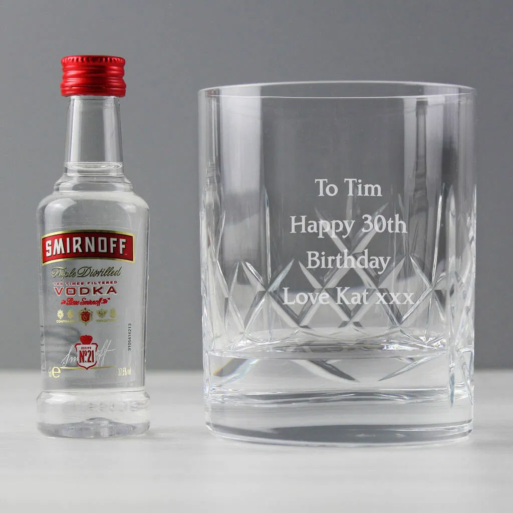 Personalised Cut Crystal Glass And Vodka Gift Set - main product image