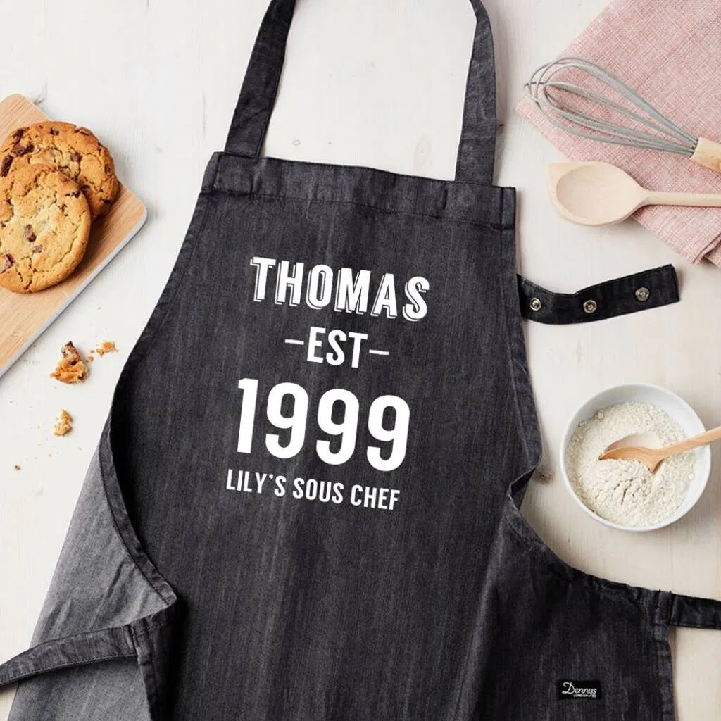 Personalised Denim 'Established' Year' Apron - main product image