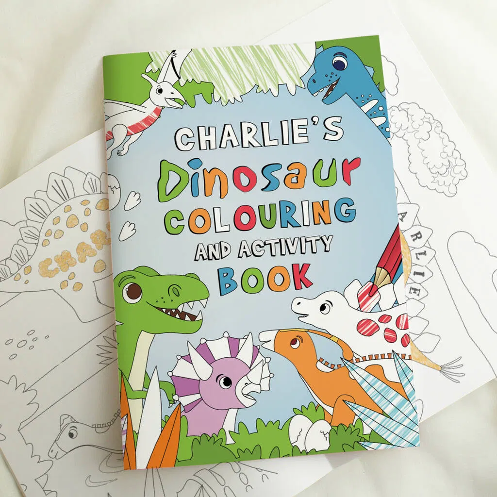 Personalised Dinosaur Colouring And Activity Book - main product image