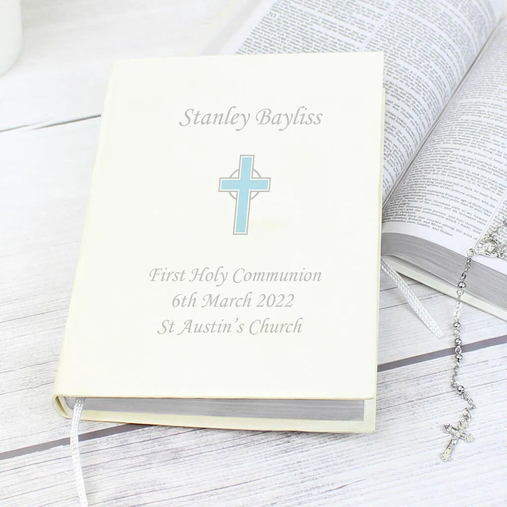 Personalised Eco Friendly Blue Cross Holy Bible - main product image