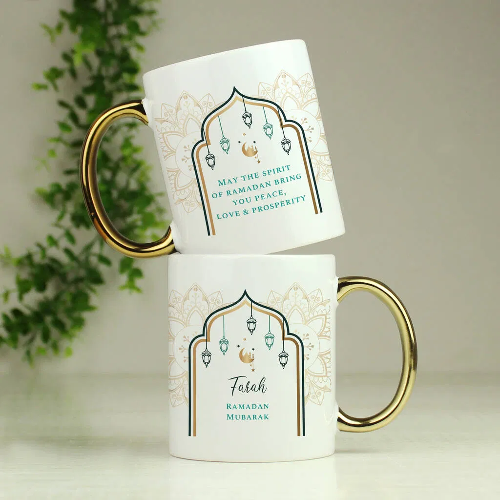 Personalised Eid And Ramadan Gold Handled Mug - main product image