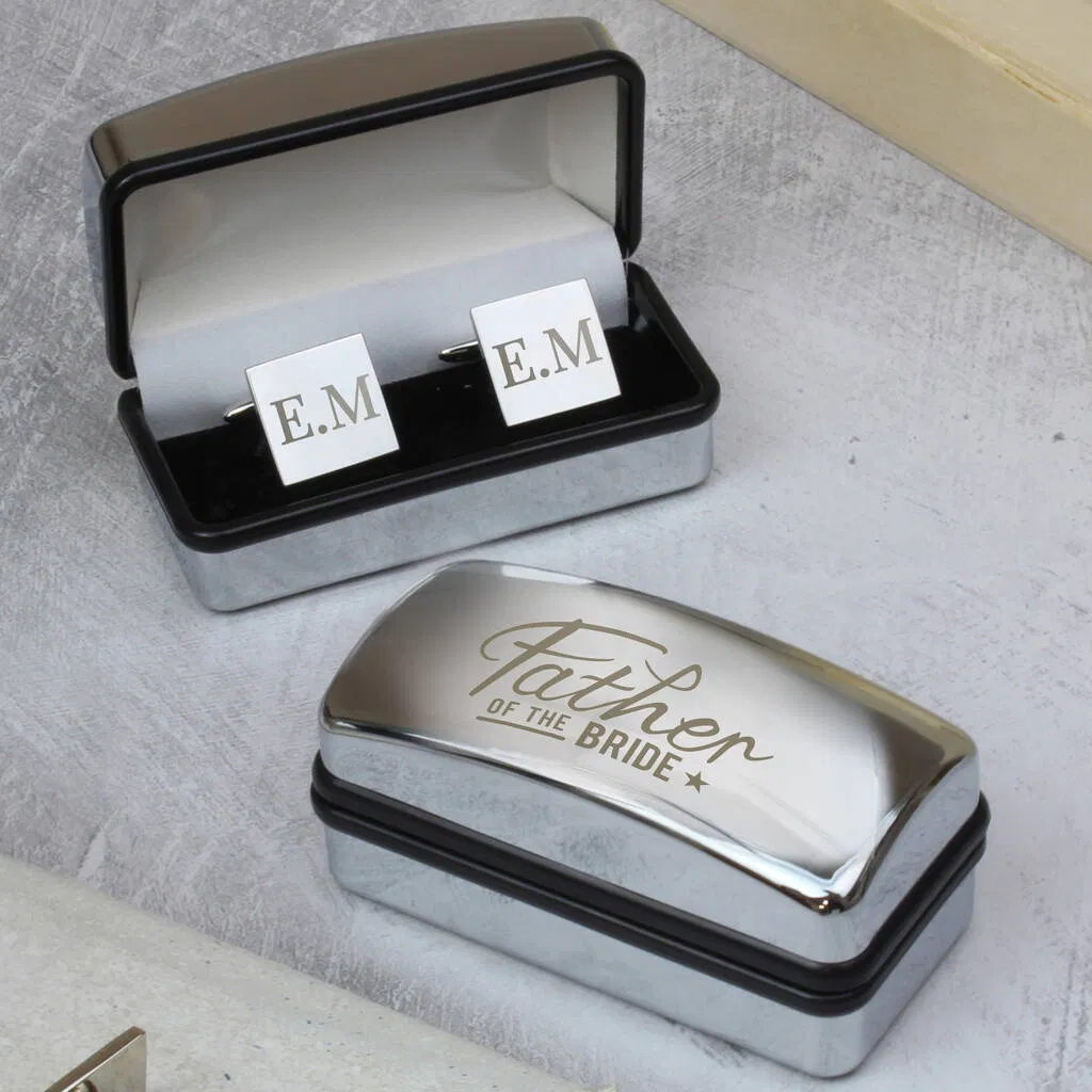 Personalised Father Of The Bride Wedding Cufflinks And Box Set - main product image