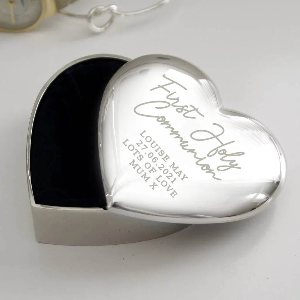 Personalised First Holy Communion Heart Trinket Box - main product image