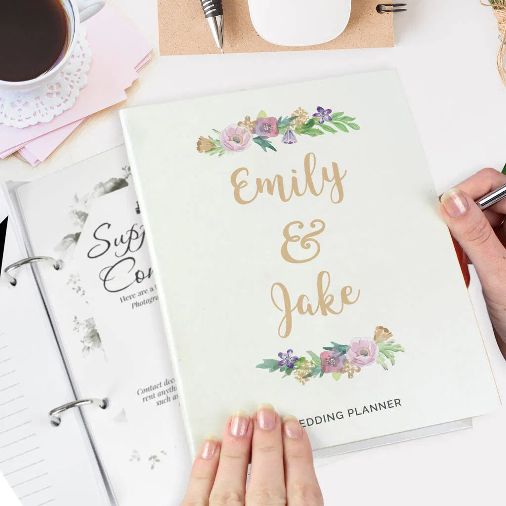 Personalised Floral Watercolour Wedding Planner - main product image