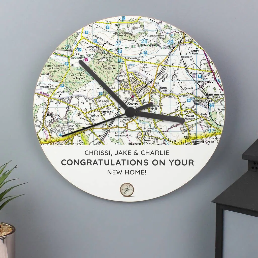 Personalised Map Wooden Clock - main product image