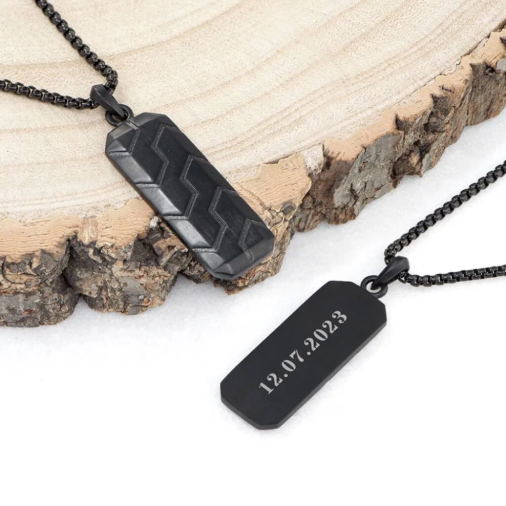 Personalised Men's Black Steel Dog Tag Necklace - main product image