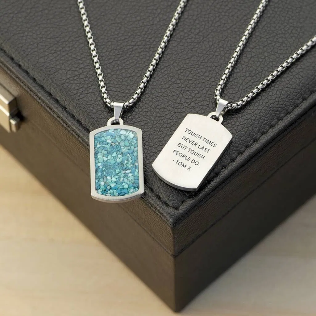Personalised Men's Blue Turquoise Dog Tag Necklace - main product image