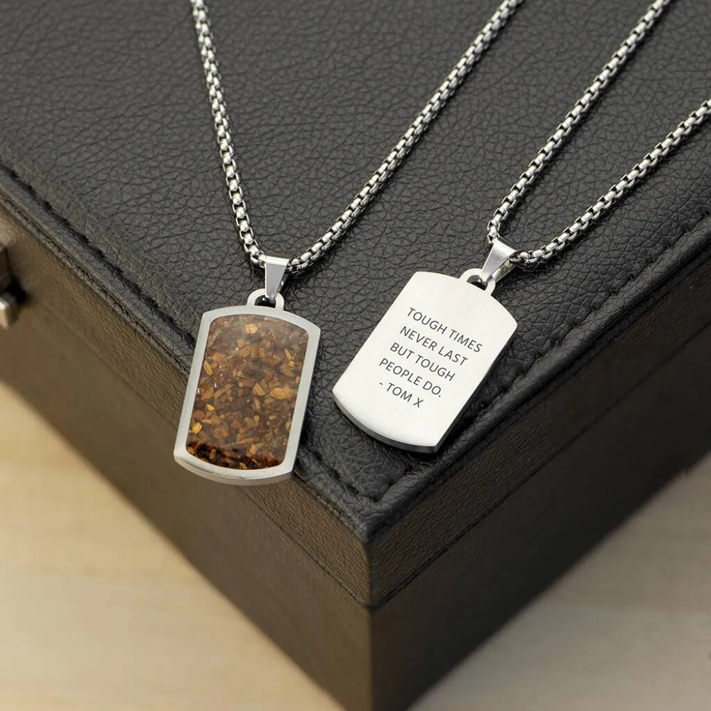 Personalised Men's Tiger's Eye Dog Tag Necklace - main product image