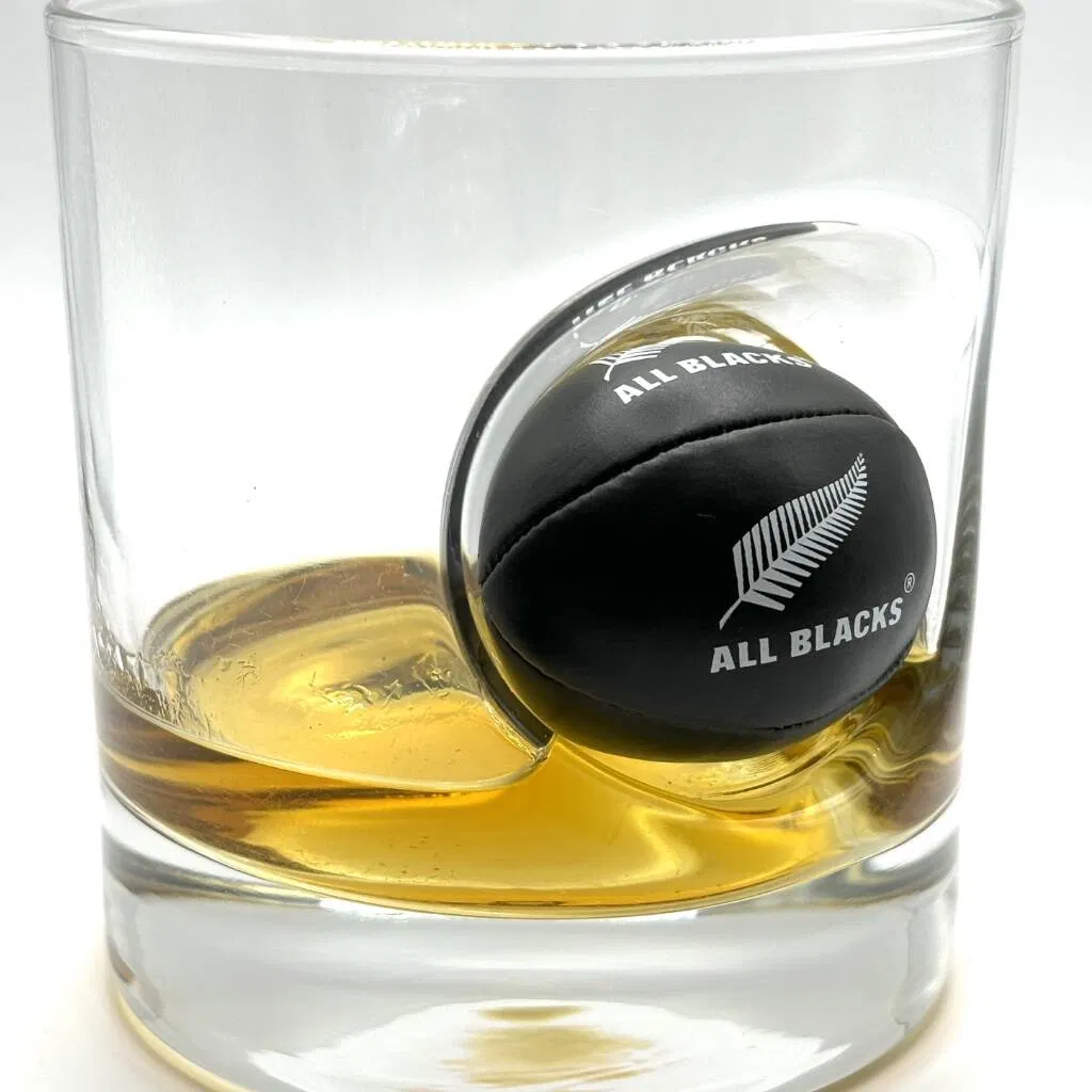 Personalised New Zealand Rugby Ball Whisky Glass - main product image
