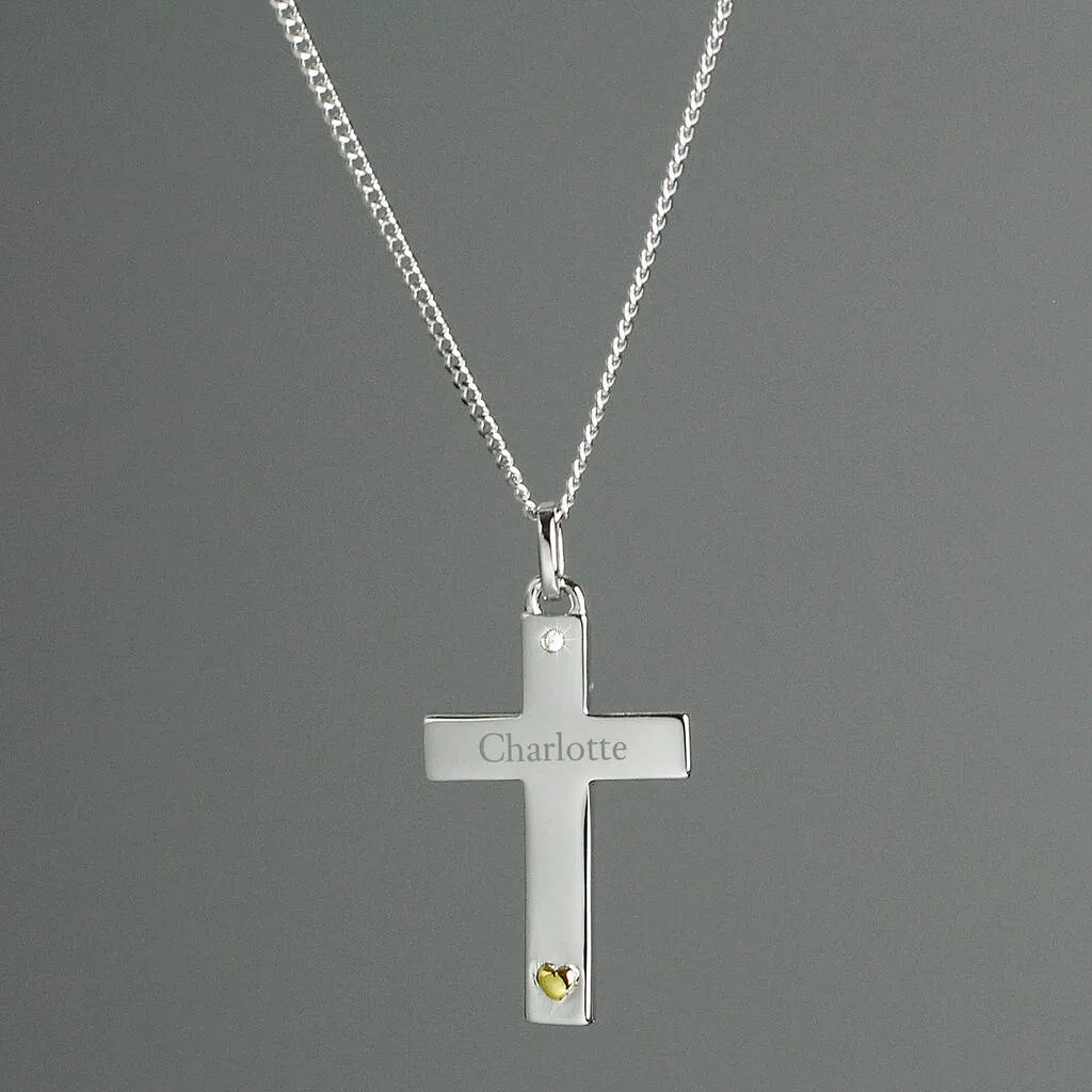 Personalised Sterling Silver Cross Necklace - main product image