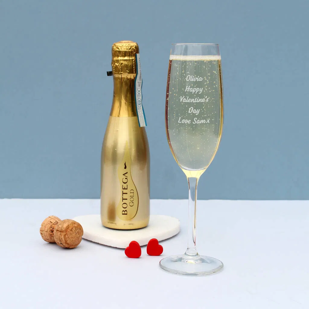 Personalised Valentine's Flute And Prosecco Set - main product image