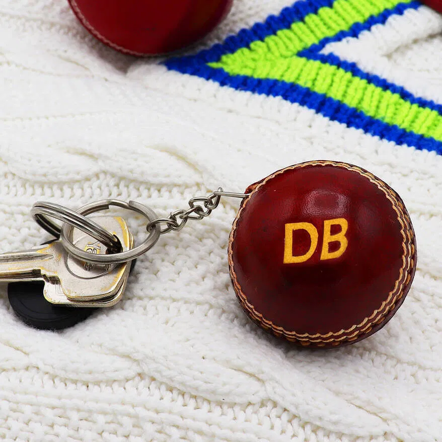 Personalised Vintage Miniature Cricket Ball Keyring - main product image