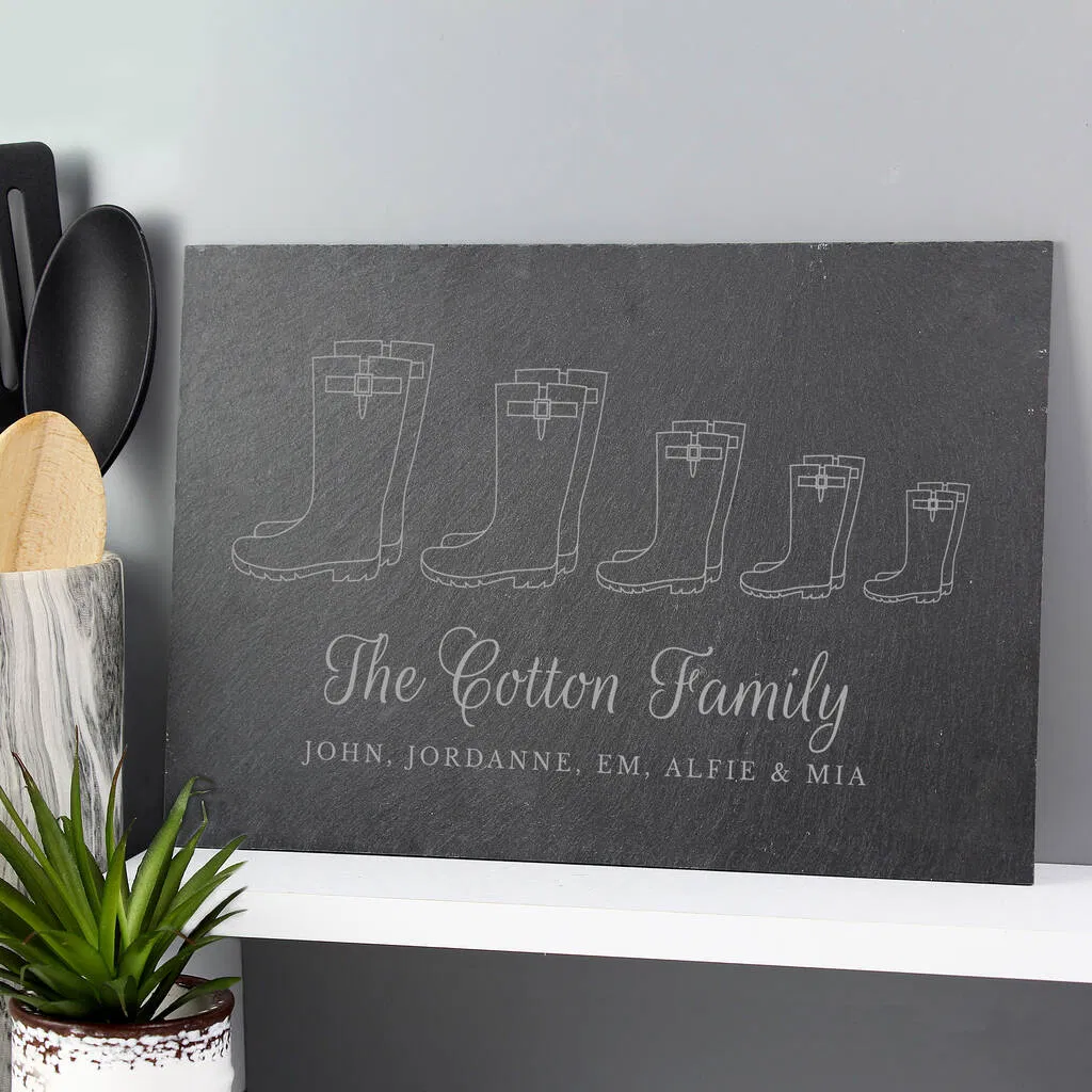 Personalised Welly Boot Family Slate Board - main product image