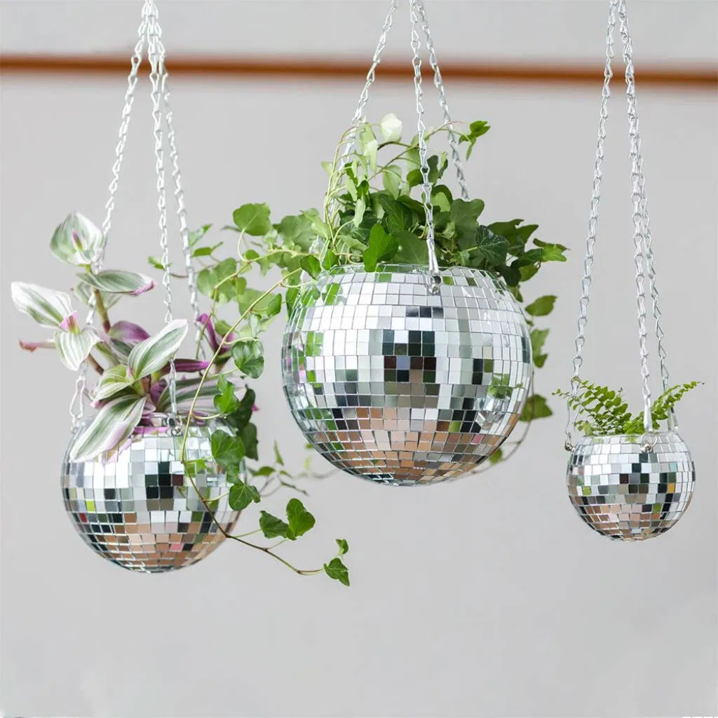 Disco Ball Hanging Planter - detail view
