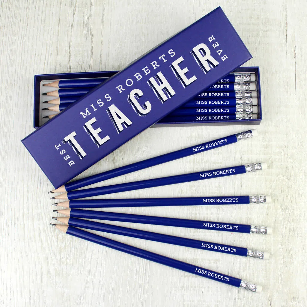 Set Of 12 Personalised 'Best Teacher Ever' Pencils - main product image