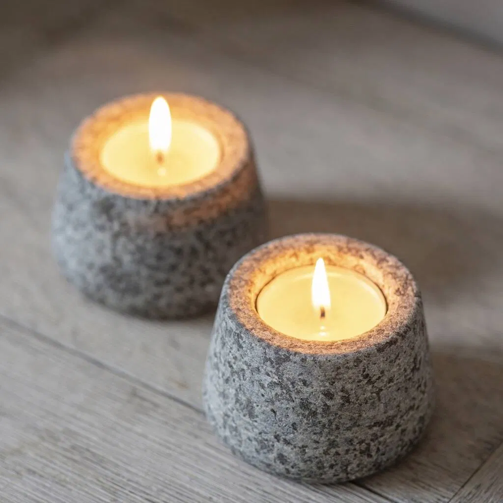 Set Of Two Granite Tealight Holders - main product image