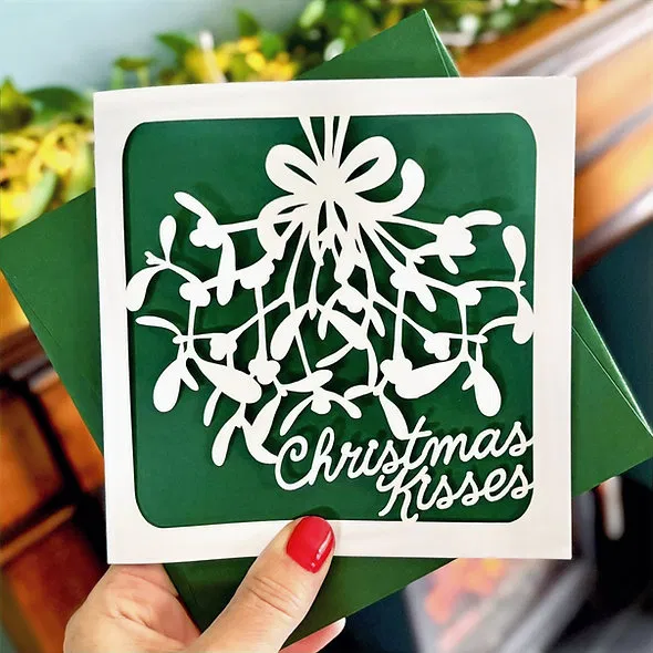 Mistletoe Papercut Christmas Card - main product image