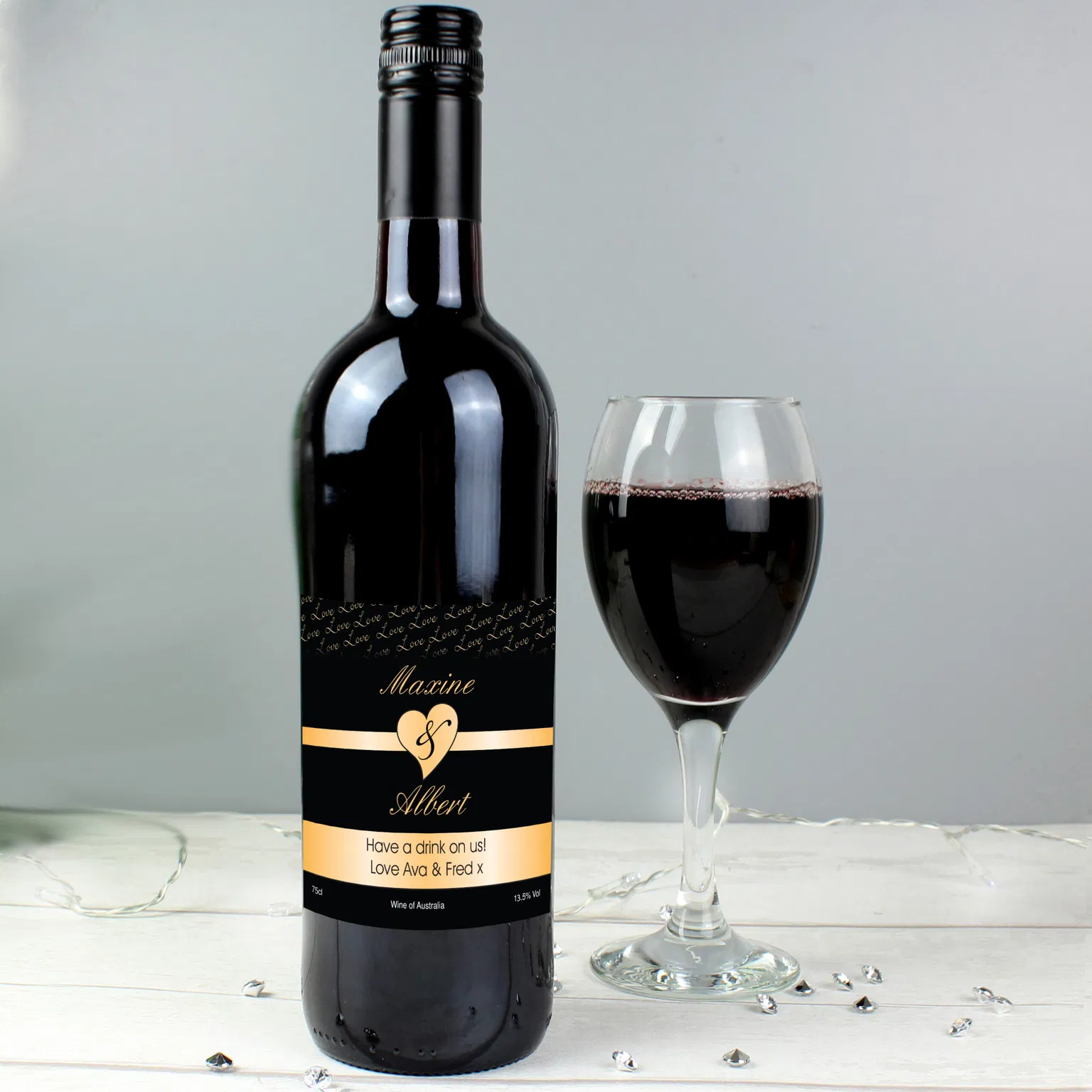 Personalised Couples Heart Shiraz Red Wine - main product image
